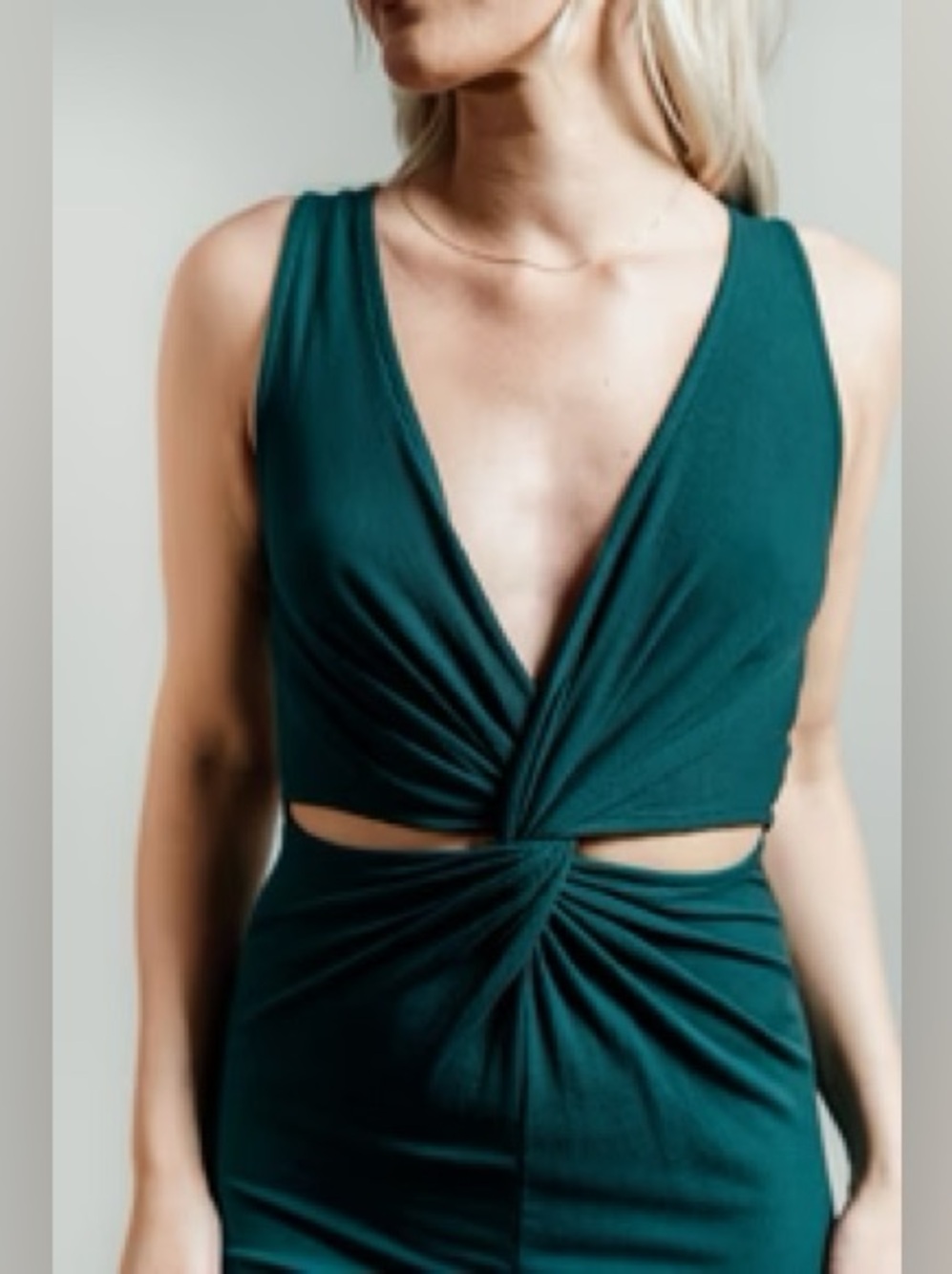 Fiestar Twist Front Cut Out Maxi Dress - Emerald Green